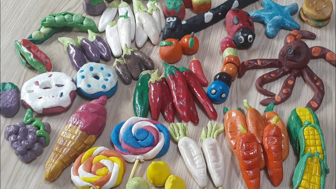 طريقة تصنيع عجينه الملح للأطفال لتشكيل الحيوانات والخضروات والحلويات