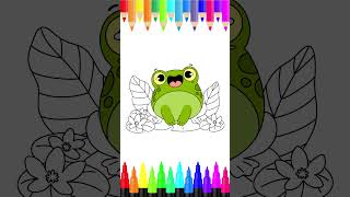 Coloring a Frog on a Lily Pad in a Pond - Kids Digital Coloring Page  #coloring #coloringart