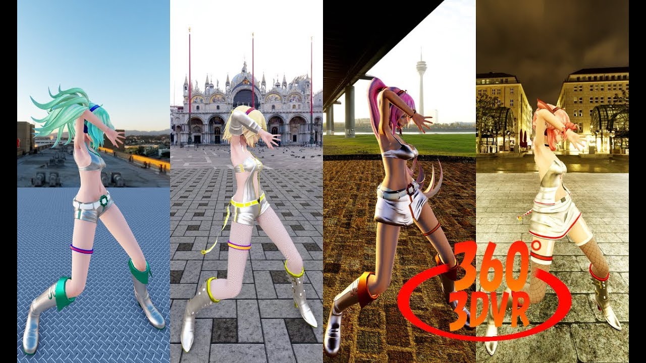 [360 VR 3D MMD]リン・ミク・ルカ・テトが全方位IBLでロストワンの号哭／鏡音リン