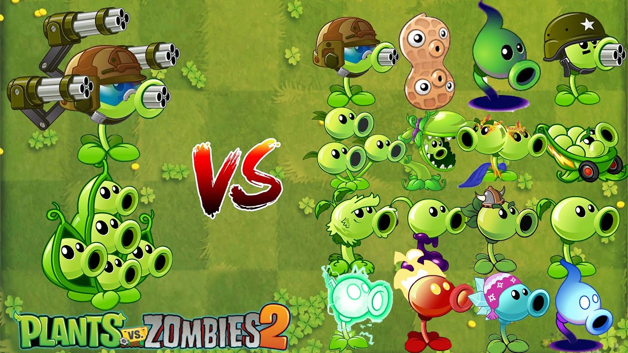 Pvz 2 Gameplay - Gatling Pea & Pea Pod & All Peashooters Level 1 ...