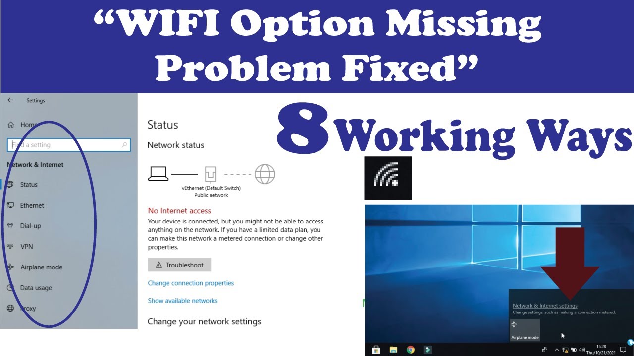 8 Ways to fix Wifi Option Not Showing on Windows 10 - YouTube