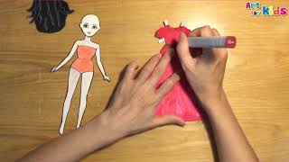 How to make a paper doll  Make hair for paper doll  Art for kids