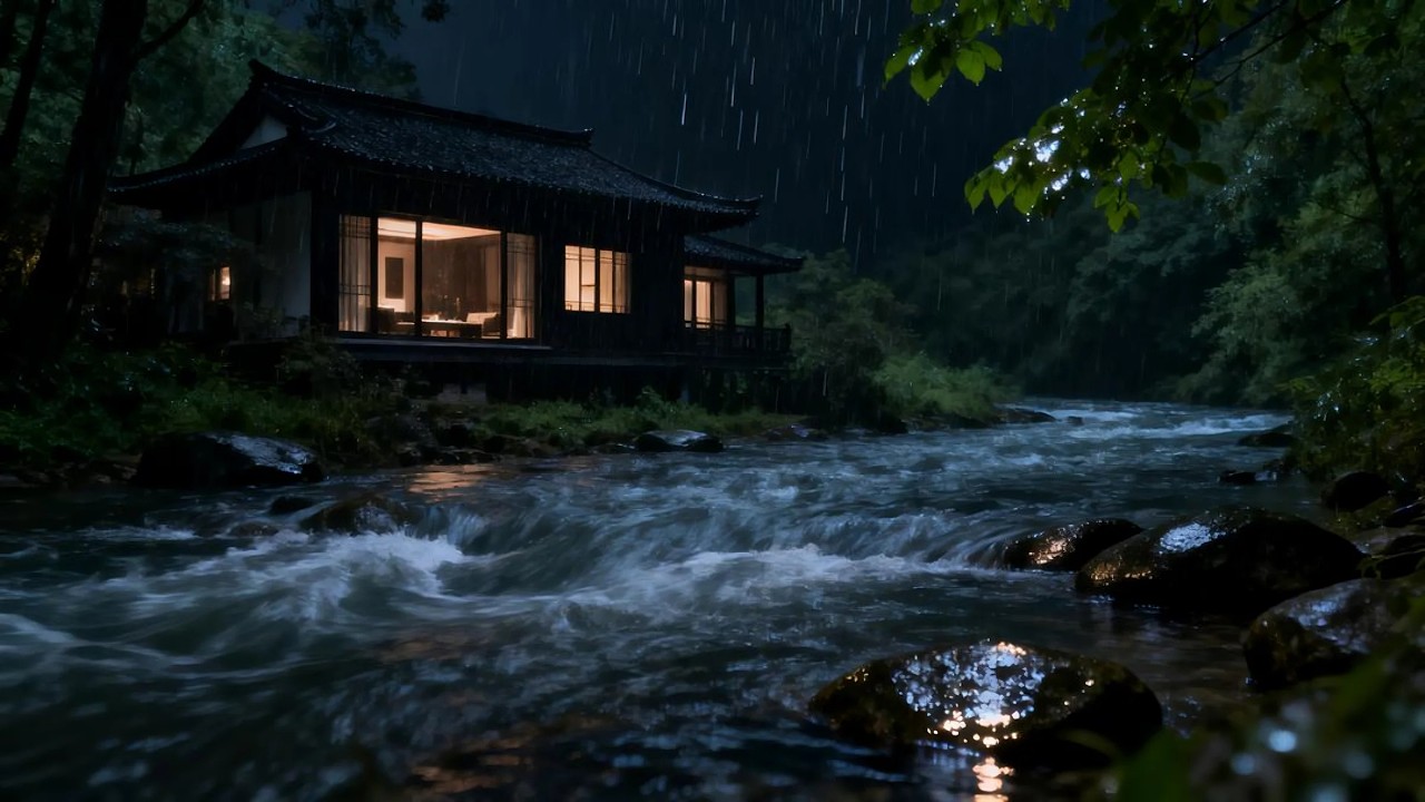 The soothing sound of heavy rain to relieve stress
