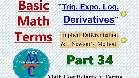Basic Math Terms - Part 34 - Calculus - 1:  "Derivatives of Transcendental Functions"