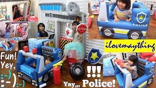 Toy Channel Police Pretend Playtime. Rescue Center Fire And Police Station. Inflatable Play Tent