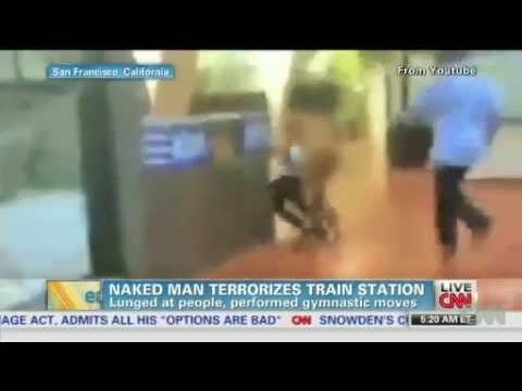 Nude Man Attacks People At Train Station