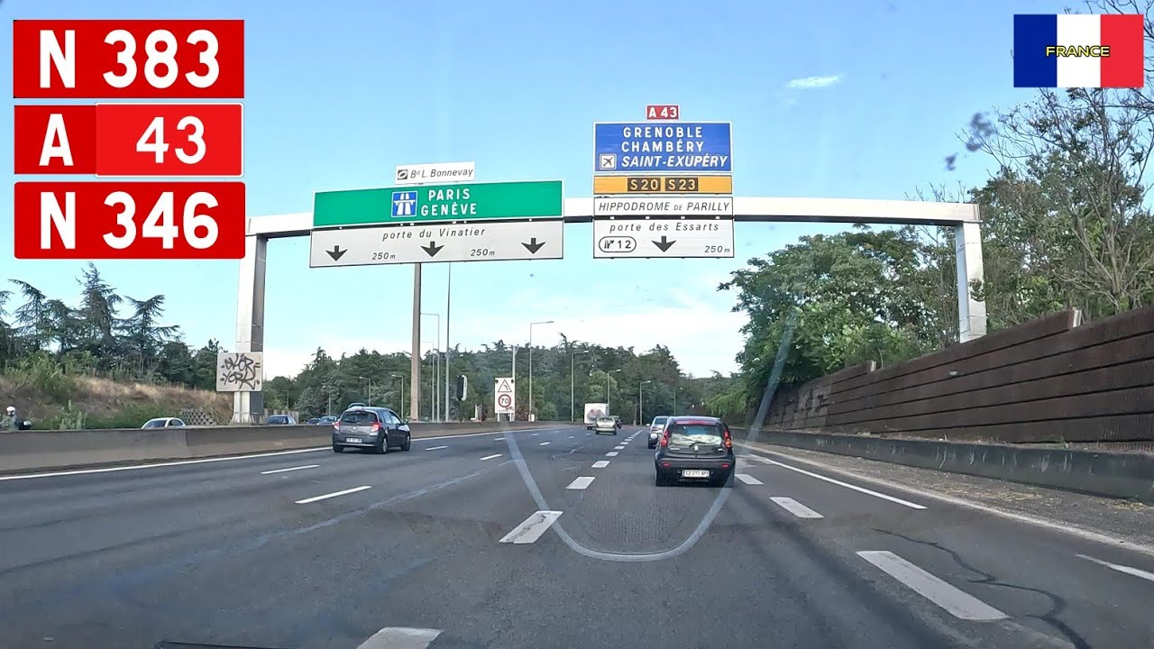 Conduite sur la Route Nationale N383 de Lyon en France - 4K 60 FPS HDR