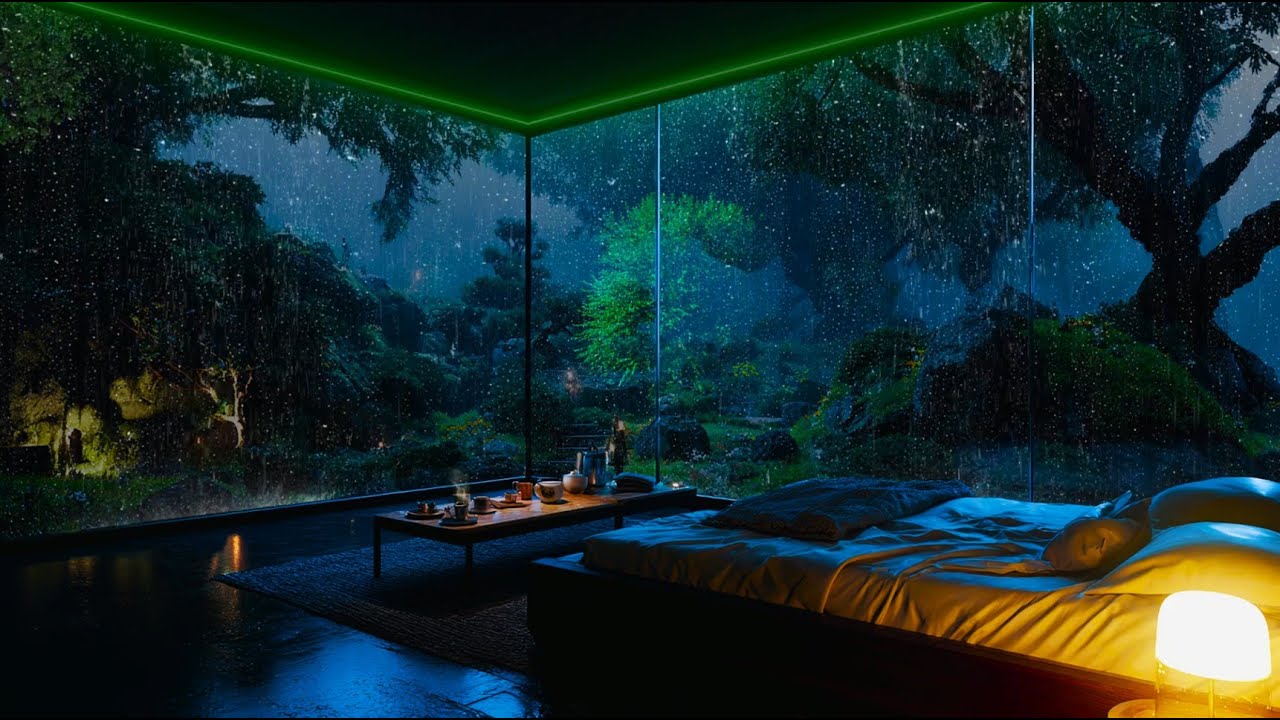 Ultimate Rainstorm Sleep Therapy: Immersive Tropical Rain on Cabin Roof Sounds for Quieting the Mind