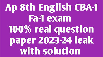 Ap 8th class Fa1 Cba-1 English 💯real question paper 2023-24 leak|9th English CBA-1 answer key 2023