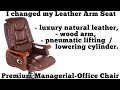 Evoid cheap chairs! Buy Premium Managerial-Office chair, wood-arm, luxury natural leather pneumatic