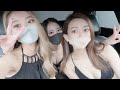 【水着プール】女子3人でアメ車ドライブトーク＆ハプニングw