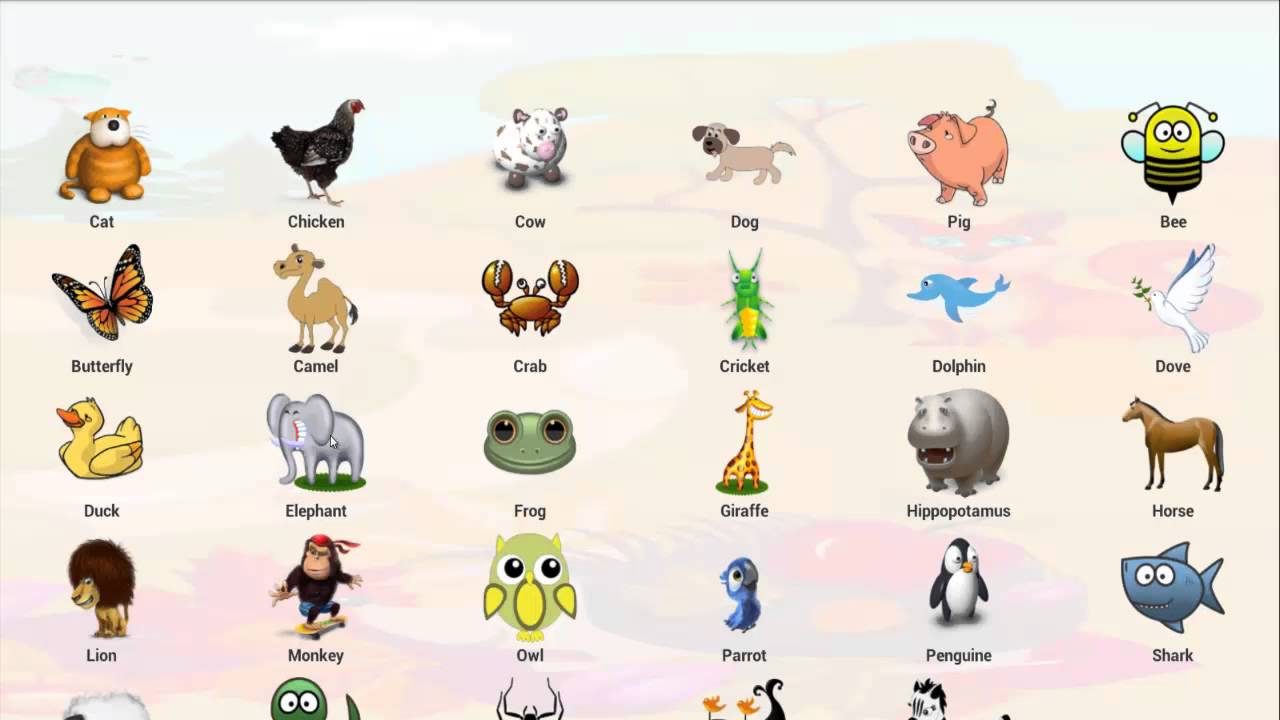 Animal names for children - YouTube