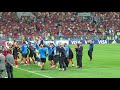 Croatia - England 2-1. Croatian players and fans celebrating after the game