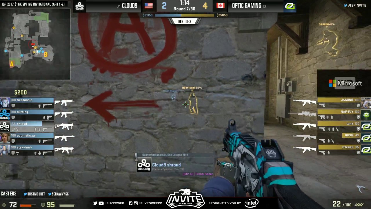 IBP Invite Spring CS:GO 2017 - Optic Gaming vs Cloud9 - Map 1 - FINALS ...