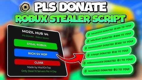 [BEST 🤑] Pls Donate Robux Stealer Script! 💸 | KEYLESS | STEAL ROBUX SCRIPT | HOP TO RICH SERVER