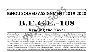 BEGE-108 Solved Assignment 2019-20