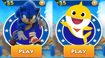 Sonic Dash vs Baby Shark Run - Movie Sonic vs All Bosses Zazz Eggman All Characters Unlocked