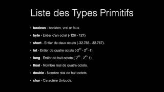 Programmation Java - Les Types Primitifs