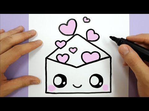 How To Draw A Cute Envelope with Love Hearts EASY - HAPPY DRAWINGS ...