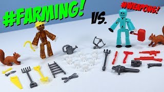 Stikbot Action Pack Roll Play Accessory Farming vs. Weapons