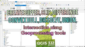 QGIS Tutorial- Create Buffer, Clip, Convex Hull, Difference, Dissolve, Intersection & Union-GP tools