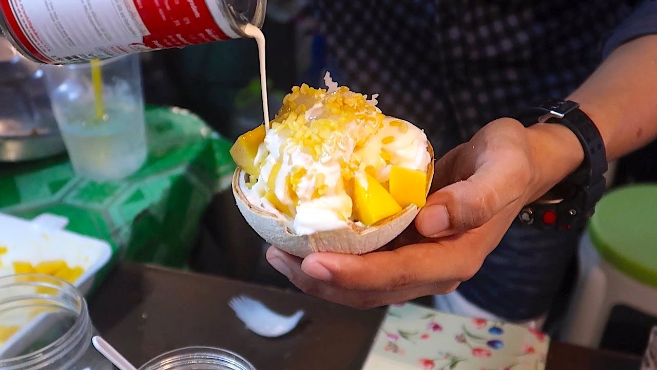 Coconut Mango Ice cream - Bangkok Street Food
