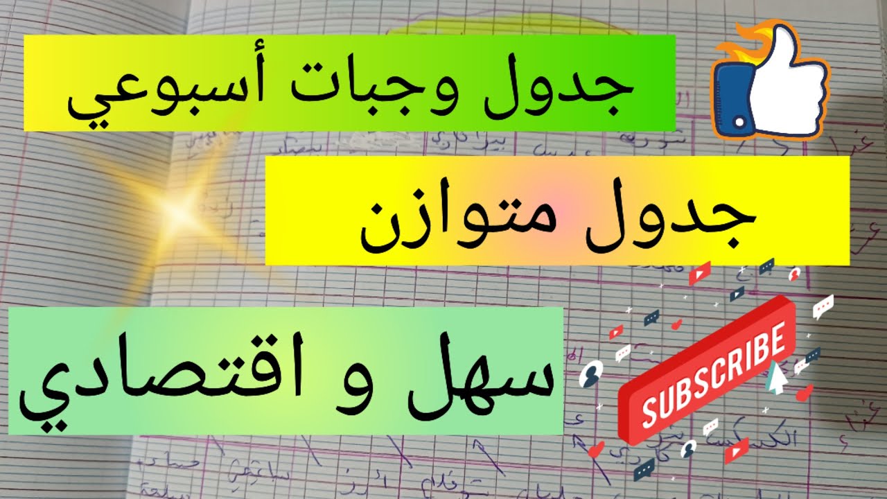 جدول وجبات أسبوعي متوازن سهل و اقتصادي 💯 التخطيط و التنظيم من أجل النجاح planning of the success