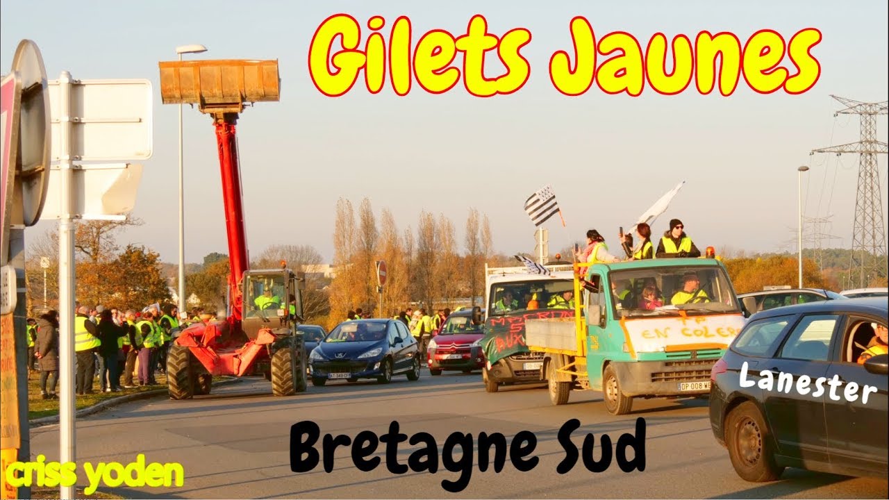 Gilets Jaunes Manifestation Rond Point Lanester Bretagne France