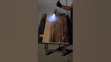 Adding a burnt finish to these tables is making this grain POP!!  #FIRE #TORCH #burn #tabletop #fyp
