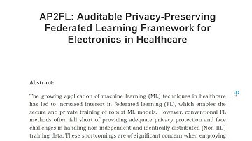 AP2FL Auditable Privacy Preserving Federated Learning Framework for Electronics in Healthcare