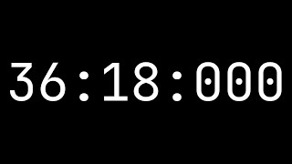 Countdown timer 36 minutes, 18 seconds [36:18:000] - White on black with milliseconds