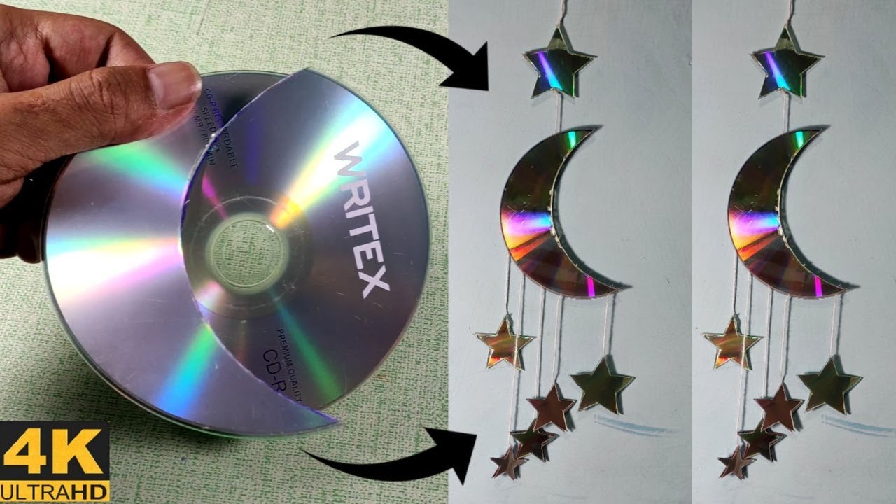 Diy How To Make Moon And Star Using Waste Cd Waste Cd Room