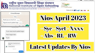 Nios April 2023 Result Syc Abs Xxxx RL RW Latest Update By Nios | Task Is Helping (NIOS) #nios #exam