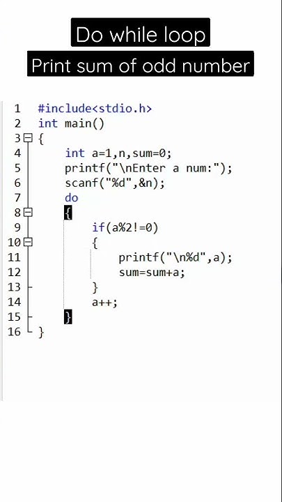 sum of odd number | do while loop | #shorts #clanguage - YouTube