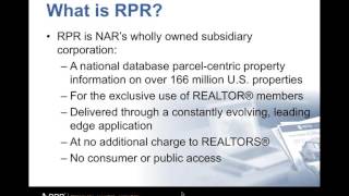 Getting Started with RPR® June 1, 2016 Video