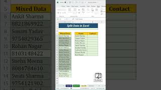 Excel में Name और Mobile Number को अलग करें एक Column से! 📋📞#excel #exceltips #exceltutorial #short