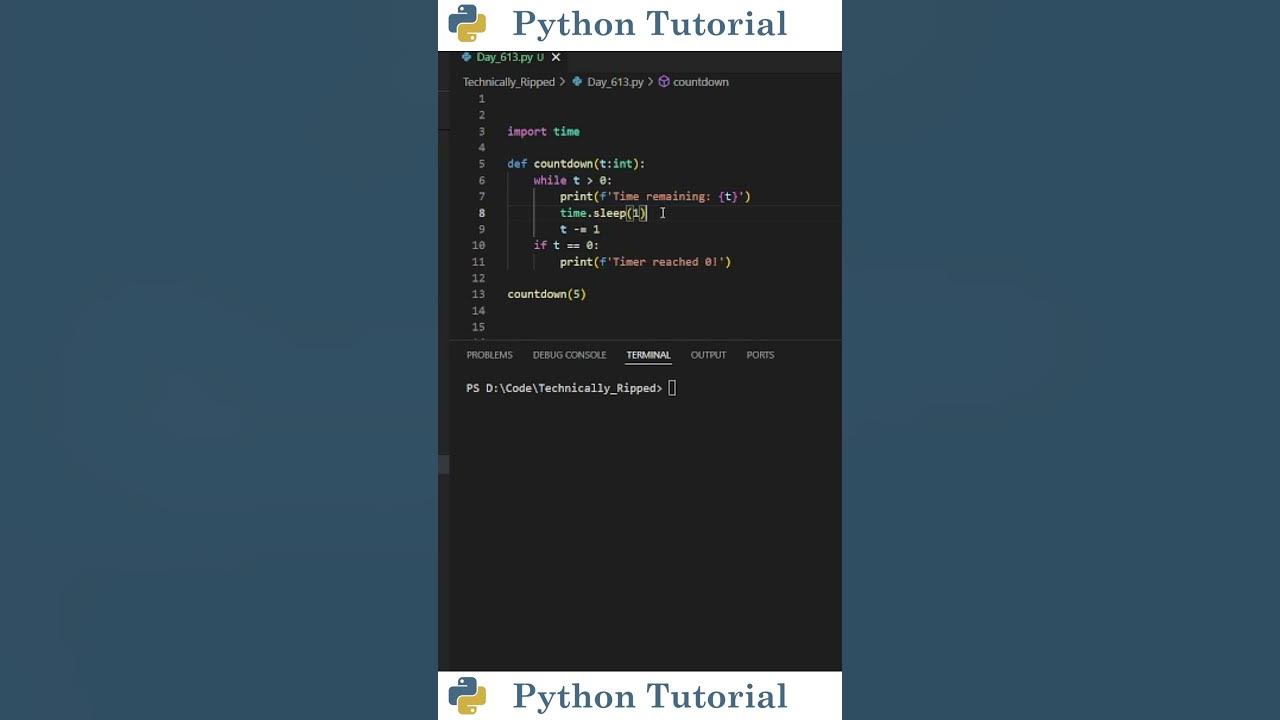 Countdown Timer In Python | Python Tutorial - YouTube