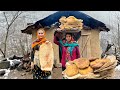 IRAN Daily Village Life! Baking Lavash Bread and Having Omelette for Dinner