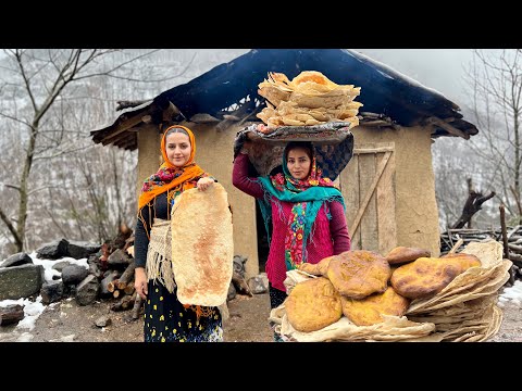 IRAN Daily Village Life! Baking Lavash Bread and Having Omelette for Dinner