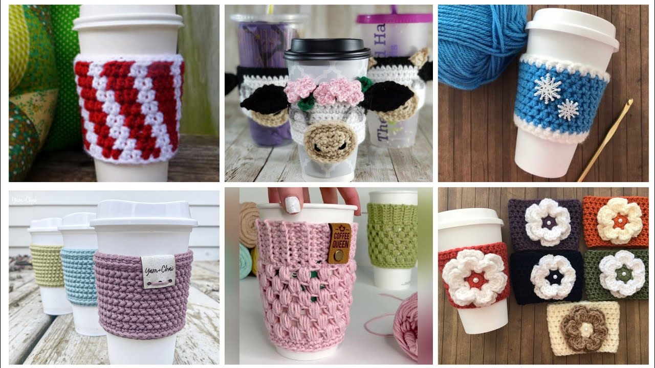 Amazing Crochet Coffee Cup Cozy pattern ideas 2024 