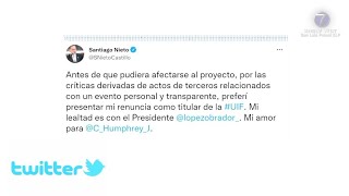 Renuncia Santiago Nieto a la UIF tras polémica por boda.