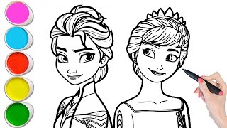 Frozen and Anna Princess Drawing Painting and Coloring For Kids || Disney princess Coloring