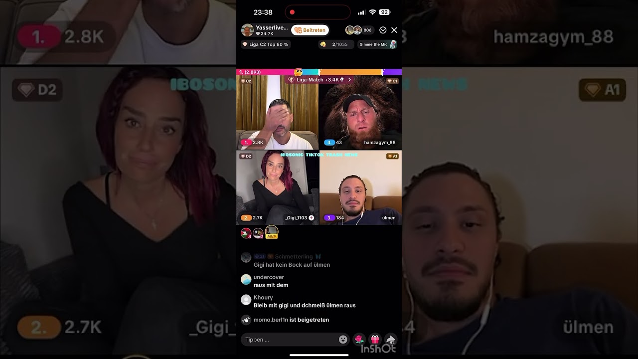 YASSER WAR LIVE MIT ÜLMEN & HAMZAGYM & GIGI_1103 - HAMZA UND ÜLMEN MACHEN MASKARA AUF GIGI 😱