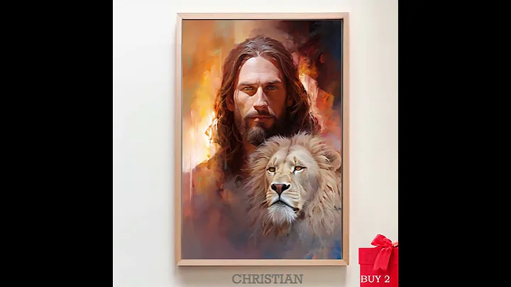 Lion And Jesus Canvas Art, Lion Of Judah, Church Decor, God Wall Art Home Decor, Gift For Christians