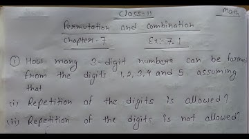Class 11 ll Chapter Permutation and Combination Ex :- 7.1 ll Question no.1