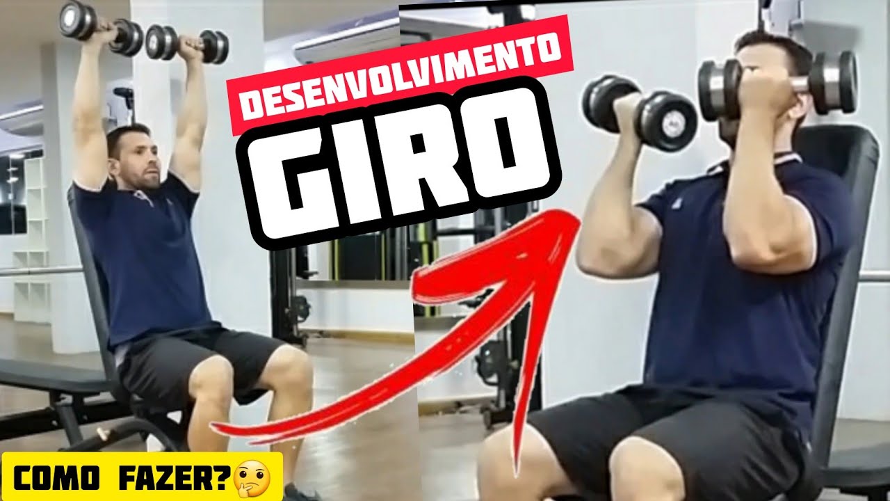 DESENVOLVIMENTO COM GIRO HALTERES - EXERCÍCIO PARA OMBROS - COMO FAZER ...