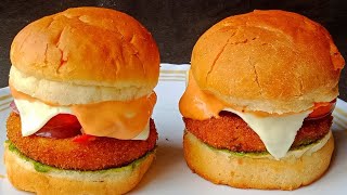 Crispy Aloo tikki Veg Cheese Burger | Veg Burger | Cheese Burger