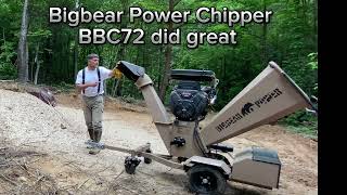 Bigbear Power Chipper BBC72 does well with huge pile of branches and logs