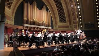 The philadelphia orchestra performs university of michigan fight song,
"the victors," in hill auditorium ann arbor on september 27, 2018, to
conclude ...