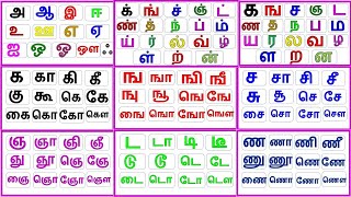 Learn Tamil Alphabet I Tamil uyir Mei eluthukkal/உயிர் மெய் எழுத்துக்கள் அட்டவணை/அ முதல் ஃ/க முதல் ன